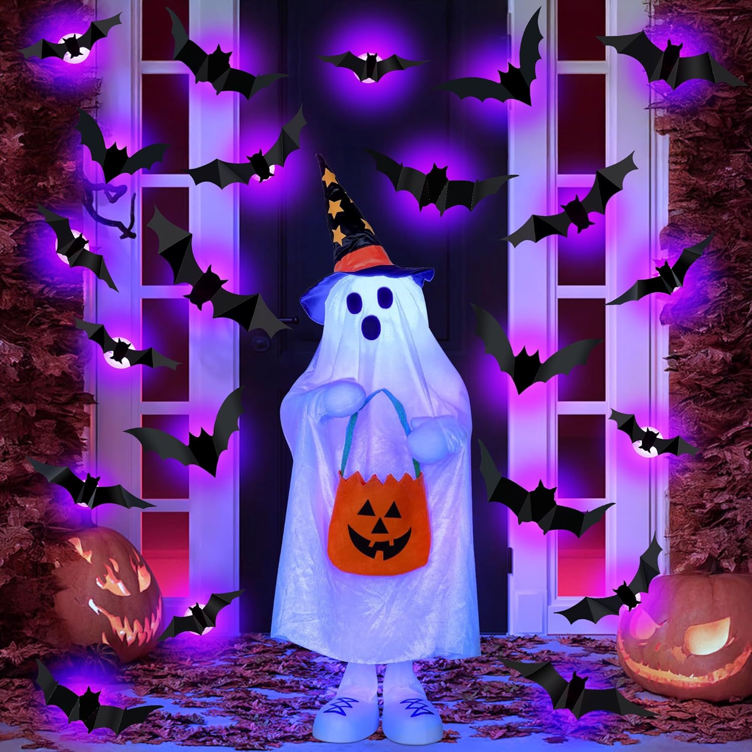 Lighting Decor For House - Halloween LED Bats Spider Decor Glow