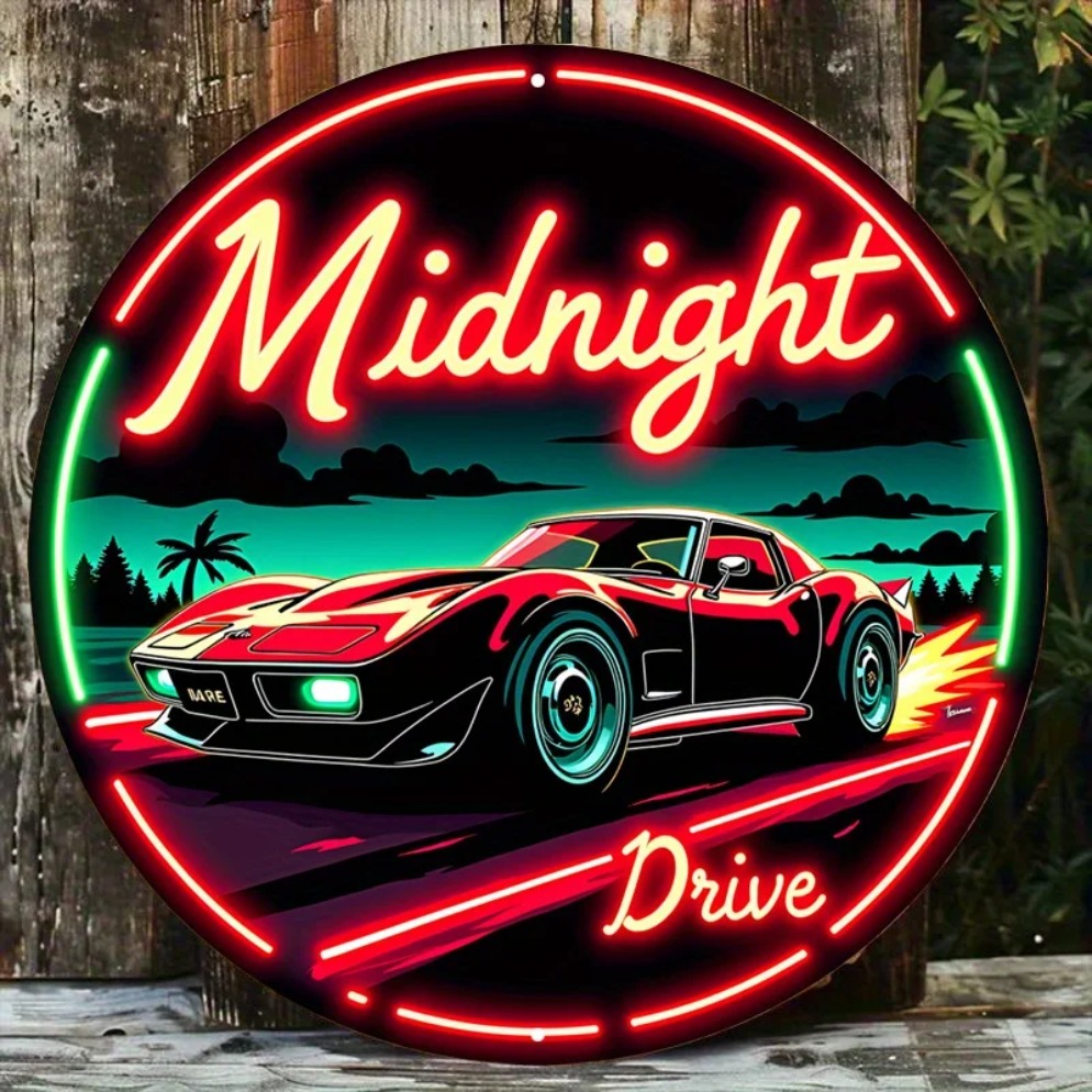 Lighting Decoration Ideas - Vintage Neon Car Sign Midnight Drive