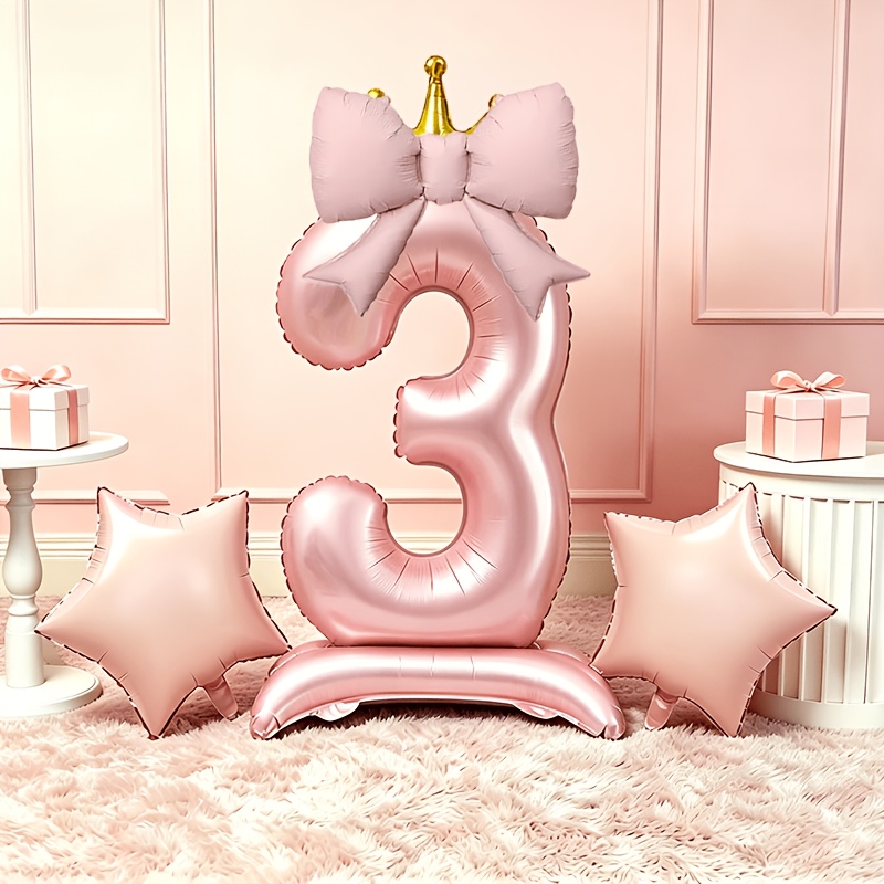 Lighting Decor Photos - Light Luxury Pink 3D Balloons 0-9,