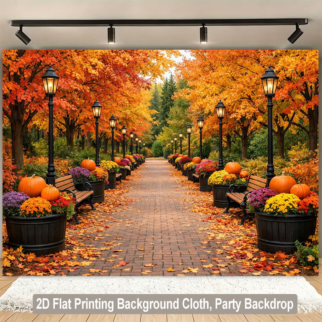 Lighting Decor Photos - 2D plane, autumn fallen leaves road,