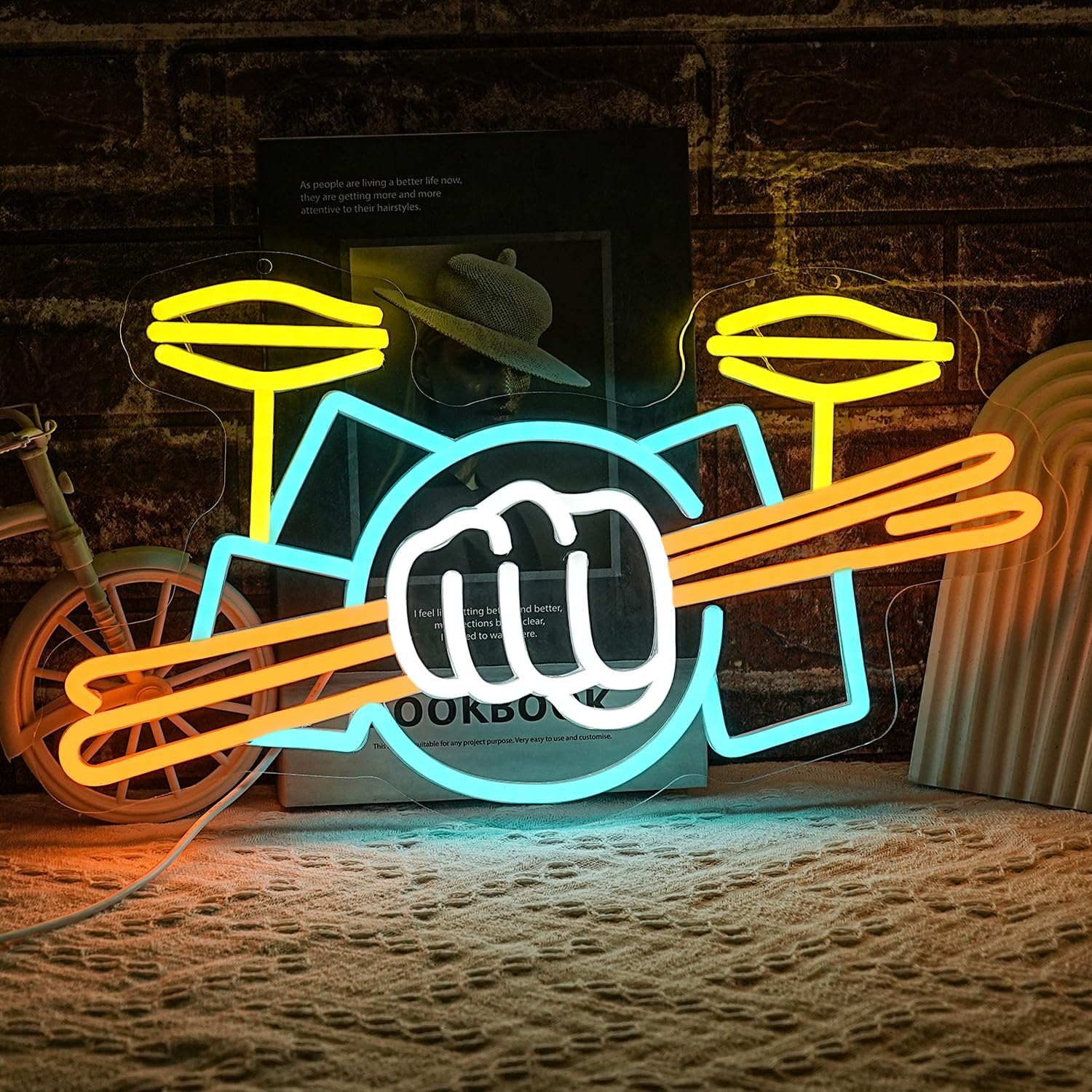 Drum Set Neon Sign USB Powered - đánh giá và giá Led Lighting Wall Decor