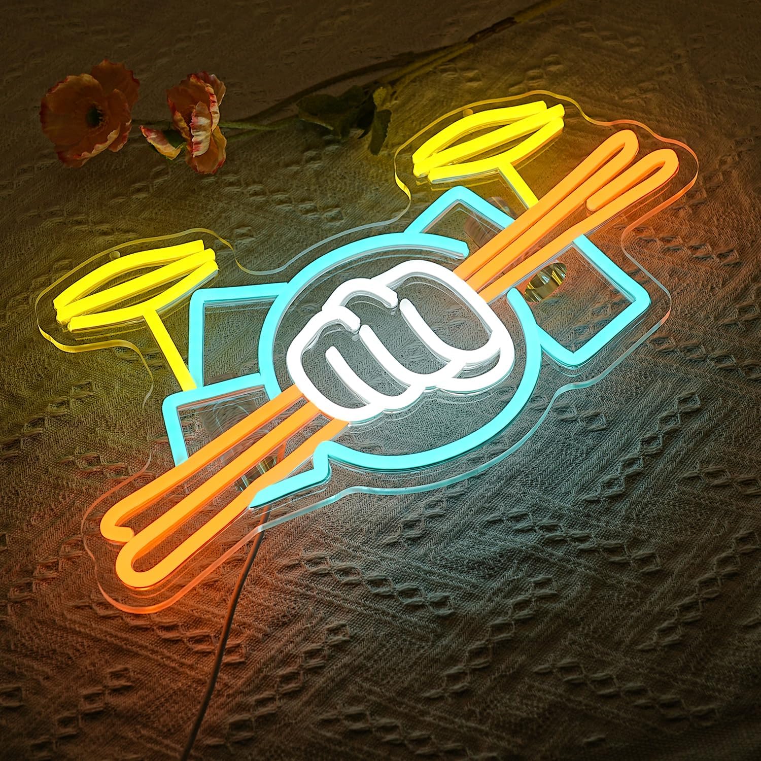 Drum Set Neon Sign USB Powered - đánh giá và giá Led Lighting Wall Decor