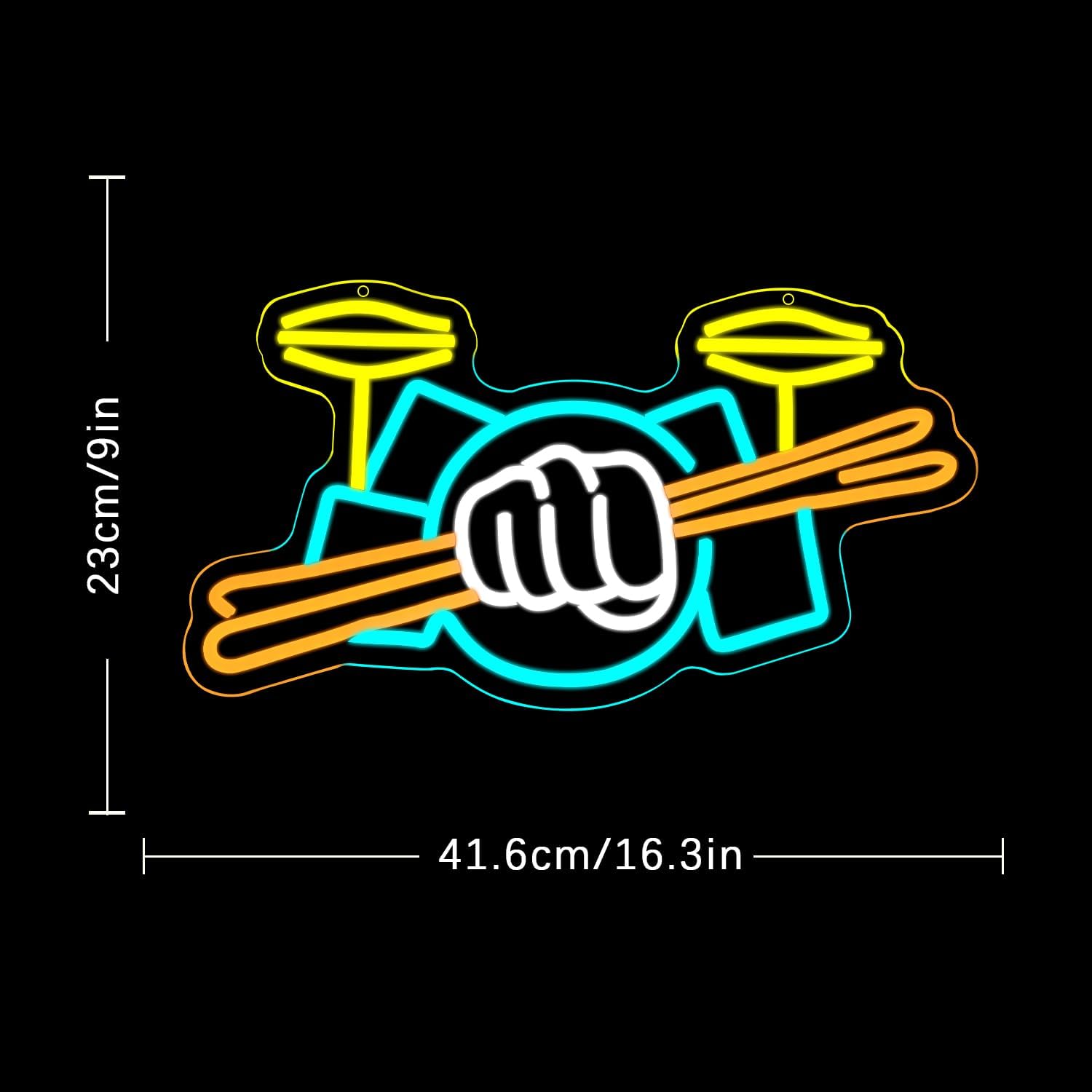 Drum Set Neon Sign USB Powered - đánh giá và giá Led Lighting Wall Decor