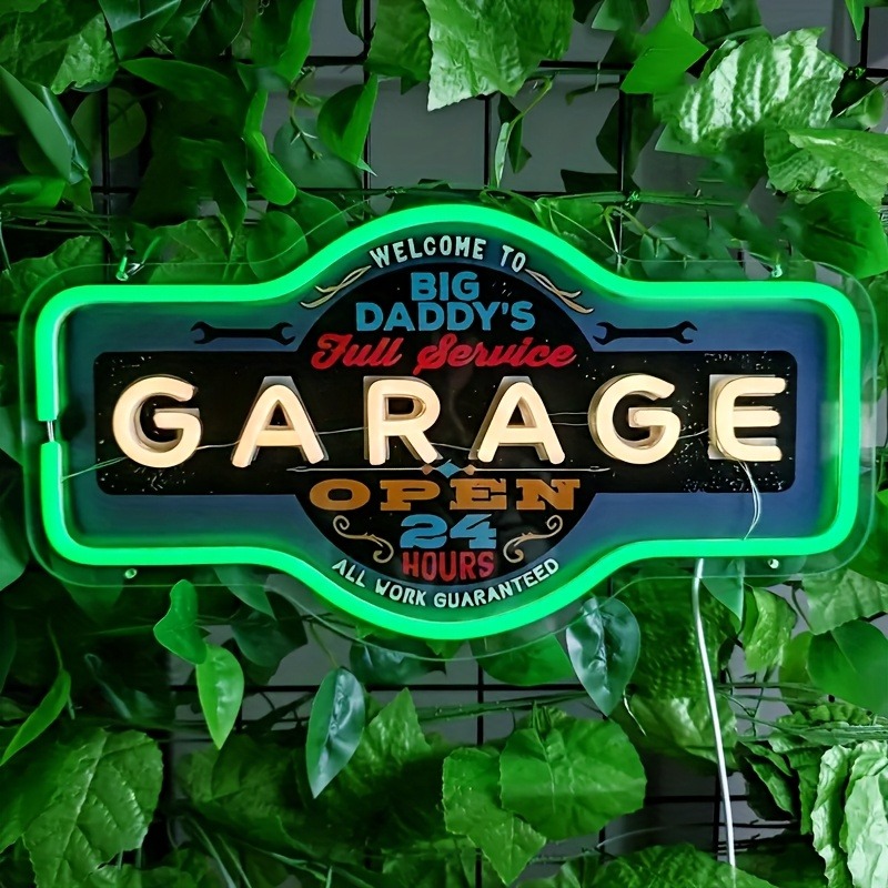 Retro Garage LED Neon Sign UV  - đánh giá và giá Garage Lighting Decor