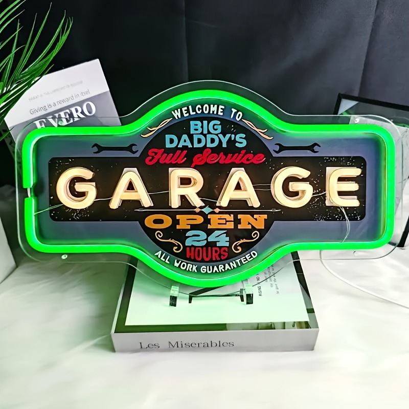 Retro Garage LED Neon Sign UV  - đánh giá và giá Garage Lighting Decor