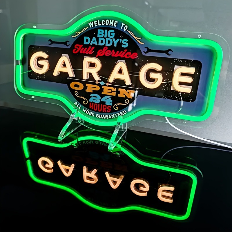 Retro Garage LED Neon Sign UV  - đánh giá và giá Garage Lighting Decor