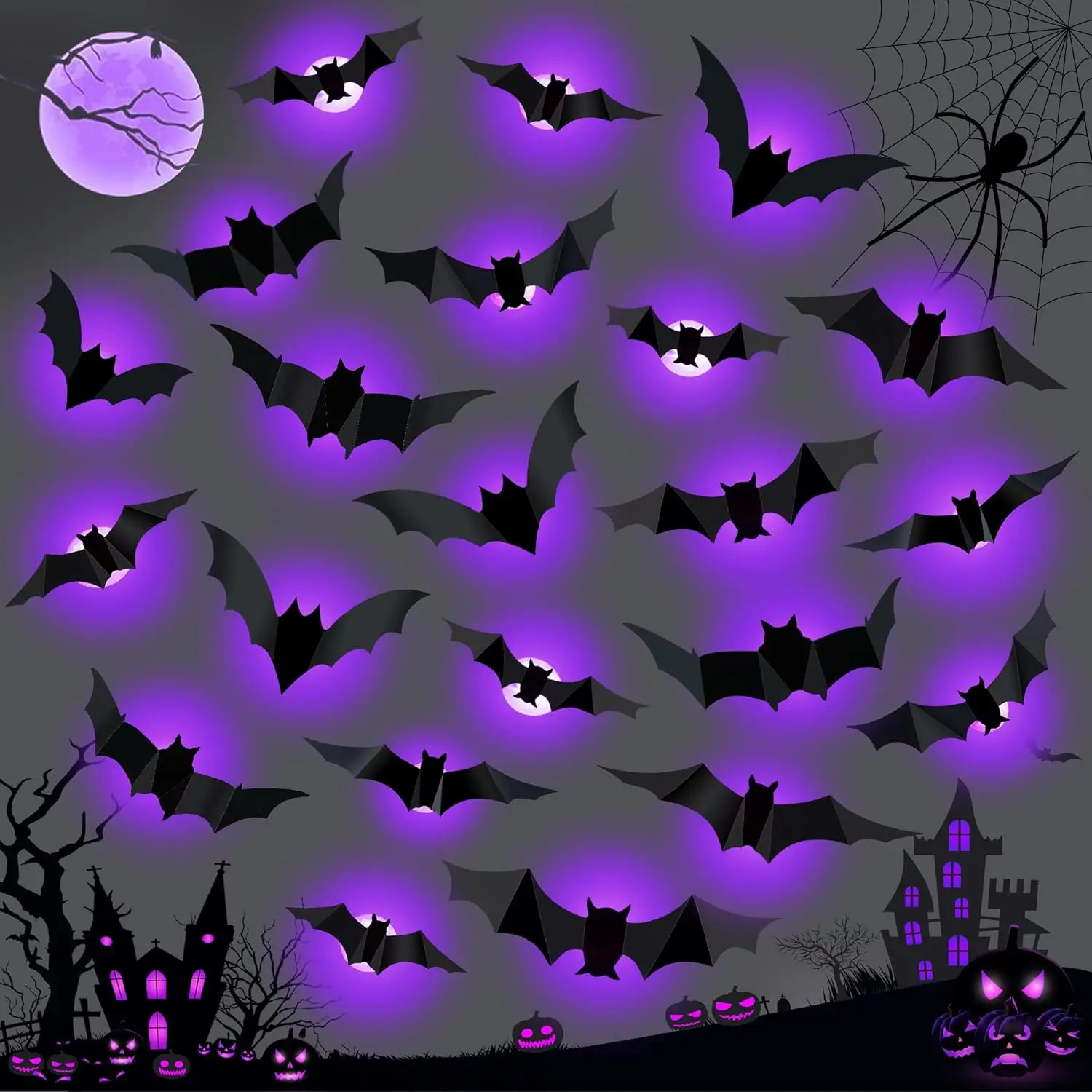 Halloween LED Bats Spider Deco - đánh giá và giá Lighting Decor For House