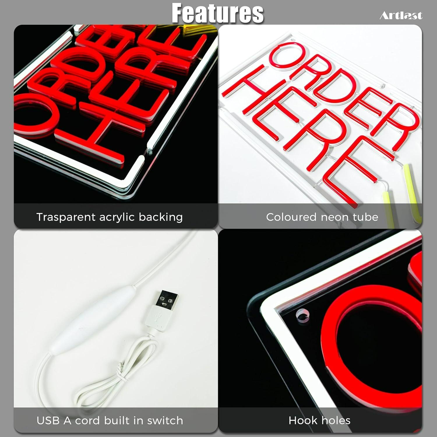 Order Here Neon Sign USB Dimma - đánh giá và giá Led Lighting Wall Decor