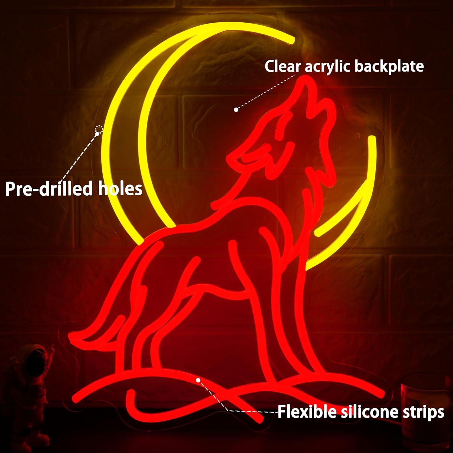 Howling Wolf Neon Sign Dimmabl - đánh giá và giá Led Lighting Wall Decor