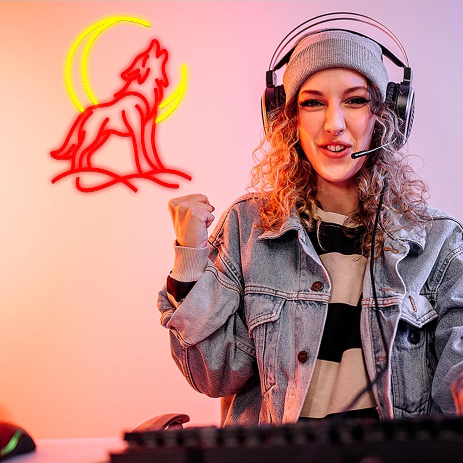 Howling Wolf Neon Sign Dimmabl - đánh giá và giá Led Lighting Wall Decor